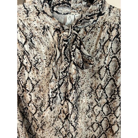 Joie Snake Print Tie Neck Balloon Sleeve Button Up Blouse Size XS 0-2 - Picture 5 of 6